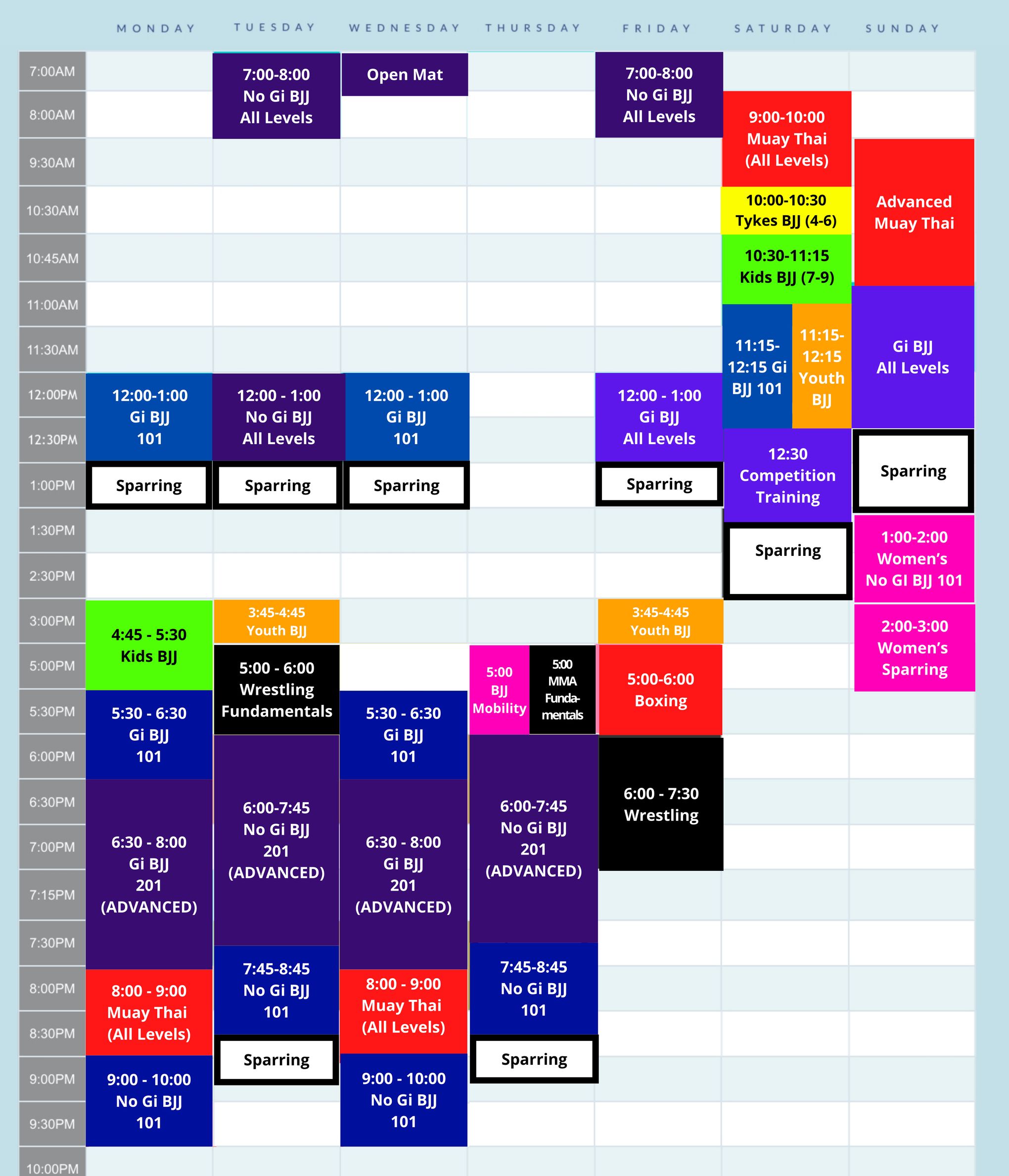 OpenMat current schedule